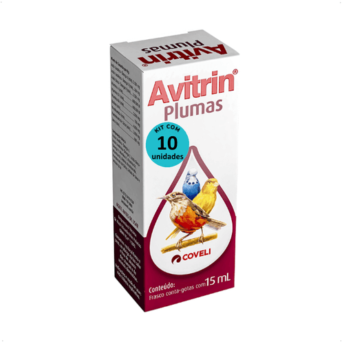 AVITRIN PLUMAS 15ML COVELI SUPLEMENTO PARA  AVES E PÁSSAROS KIT COM 10